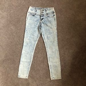 High waisted acid wash jeans